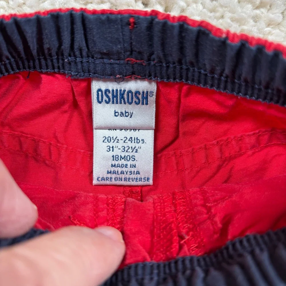 OshKosh B'gosh Baby‎ Red Cotton Blend Elastic Waist Pull On Shorts 18 Months